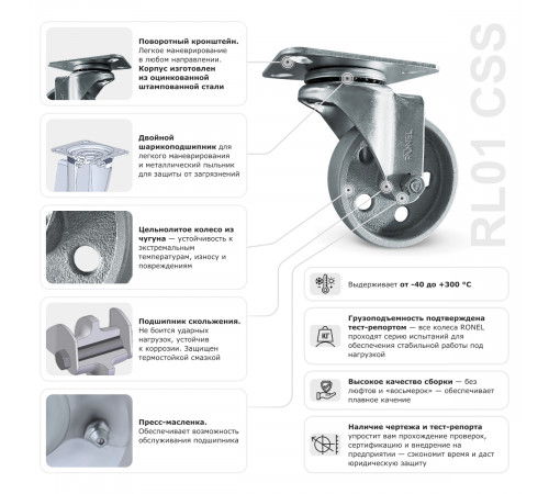 Колесо термостойкое RONEL RL01 CSS 100