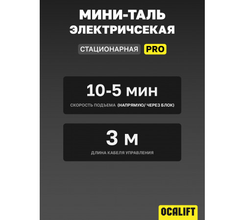 Мини таль стационарная OCALIFT PRO PA-1000 500/1000кг 12м 220в 1,95 кВт