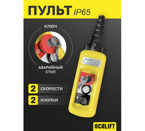 Пульт управления 2 кнопки, 2 скорости, стоп, ключ, IP65 A2913Y