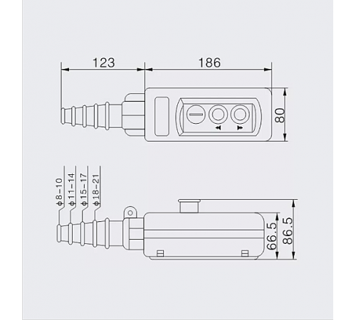 Пульт управления 2 кнопки, 2 скорости, стоп, ключ, старт, IP65 A2913Y-start