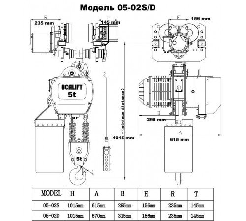 5т 12м таль цепная ТЭЦ OCALIFT 05-02s 380в передвижная